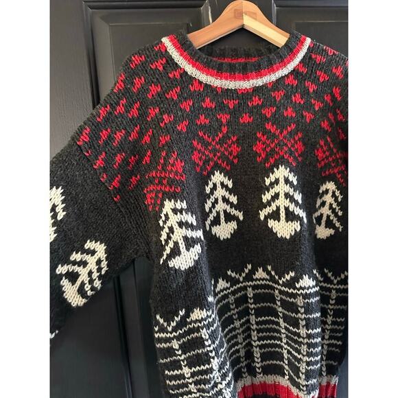 CAMBRIDGE CLASSICS Red & Black Wool Blend Heavy Sweater Size XL vintage - Picture 2 of 4